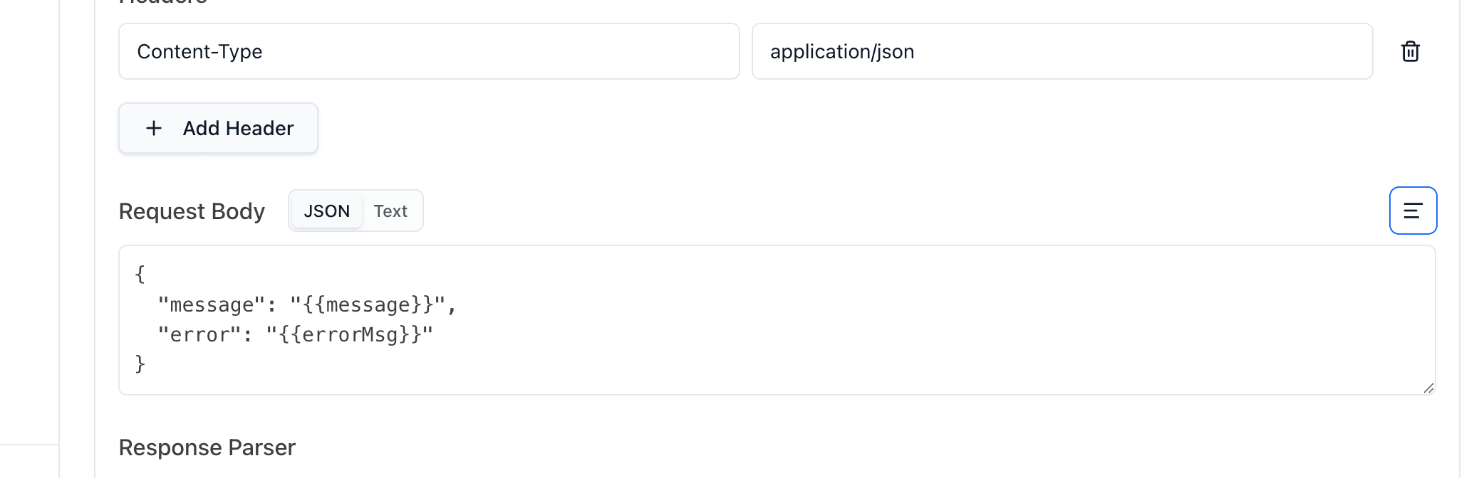 HTTP target setup UI showing multi-input variables in the request body