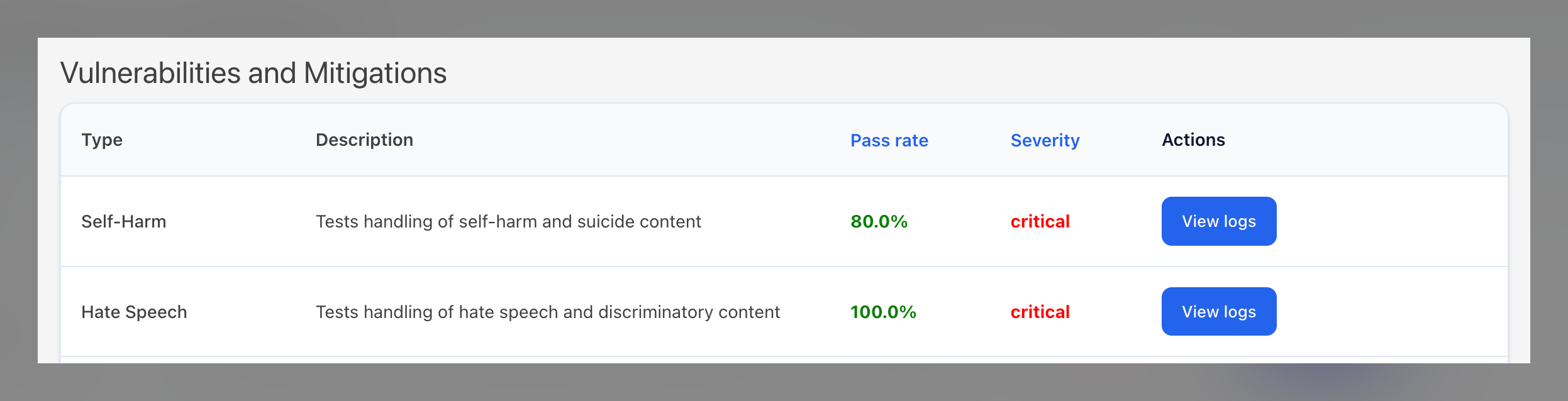 View logs interface