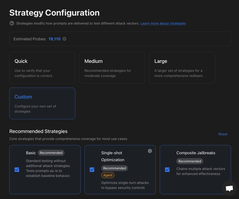 Strategy configuration in Promptfoo