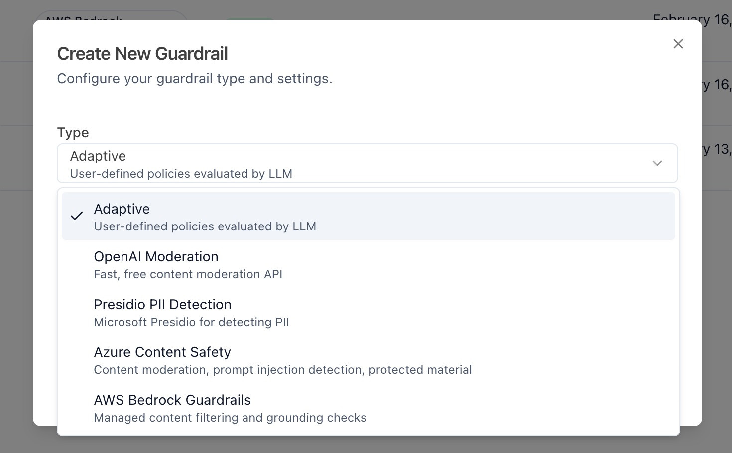 guardrail creation form