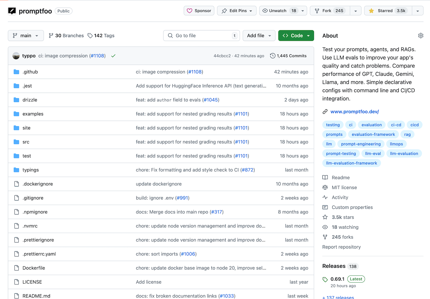 promptfoo github repo