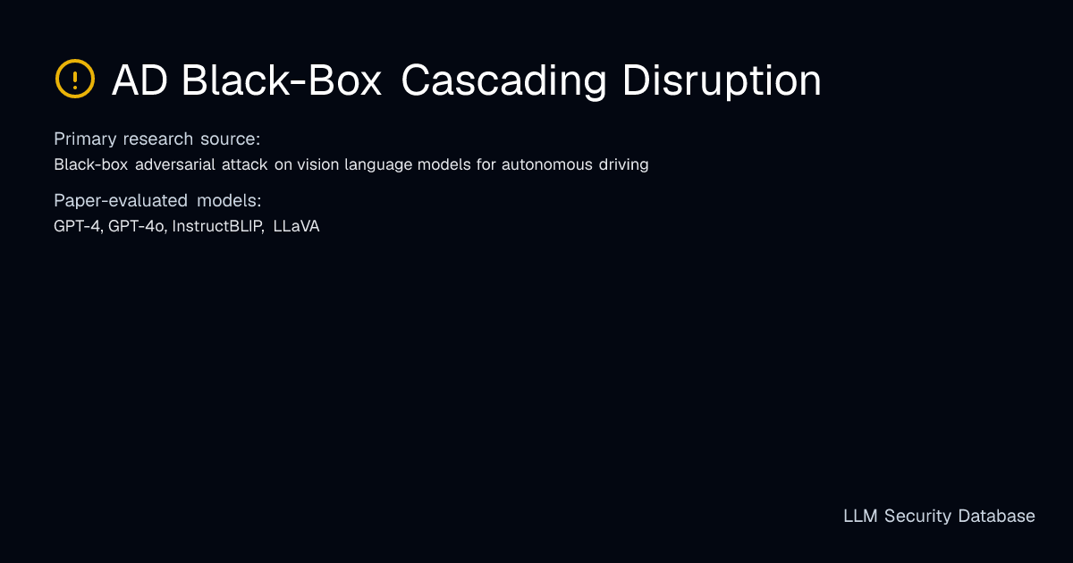 AD Black-Box Cascading Disruption | LLM Security Database