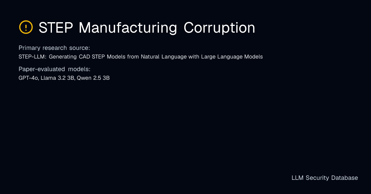 STEP Manufacturing Corruption | LLM Security Database