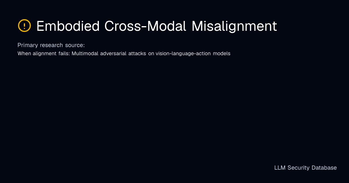 Embodied Cross-Modal Misalignment | LLM Security Database